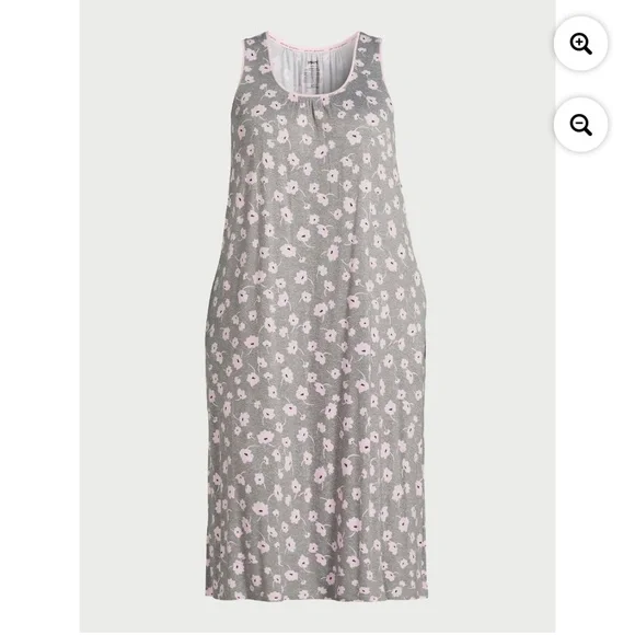 Joyspun Women’s Gray Floral Midi Chemise Size 3X NEW - Picture 4 of 10